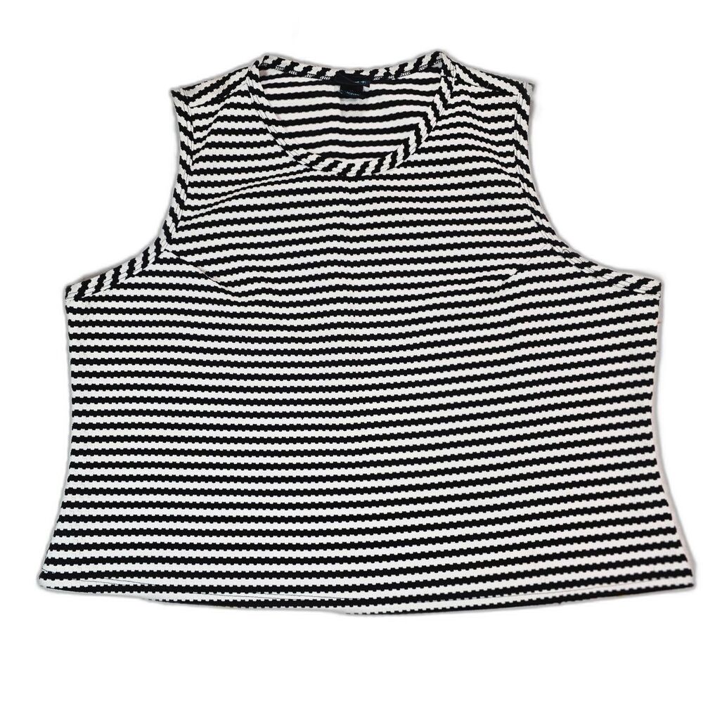 Rue+ Women’s 3X Sleeveless Black White Striped Tank Top Plus Size Casual Shirt